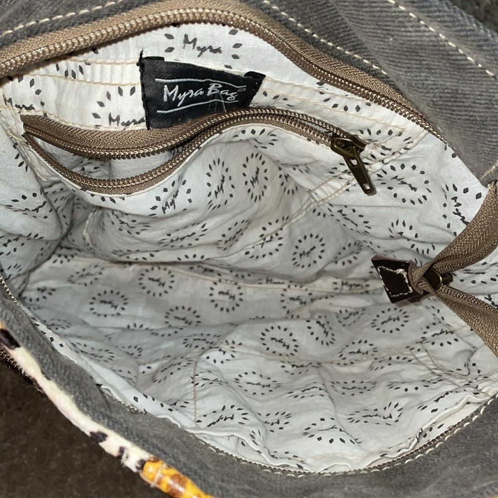 Myra Patchwork Crossbody Canvas Leather Hairon Mu… - image 5